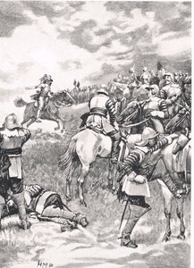 Carlo I alla Battaglia di Naseby, 14 giugno 1645, illustrazione da 